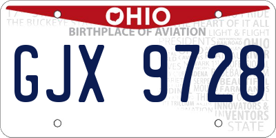 OH license plate GJX9728