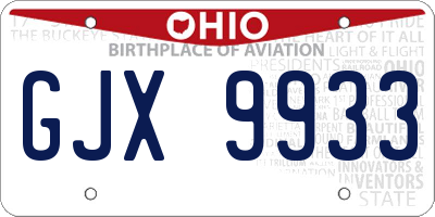 OH license plate GJX9933
