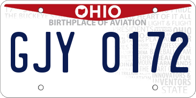 OH license plate GJY0172