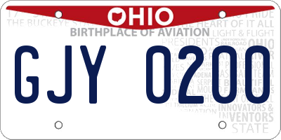 OH license plate GJY0200