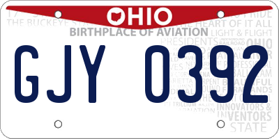 OH license plate GJY0392