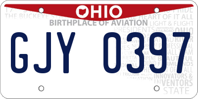 OH license plate GJY0397