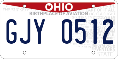 OH license plate GJY0512