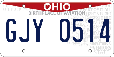 OH license plate GJY0514