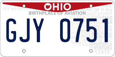 OH license plate GJY0751