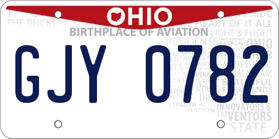 OH license plate GJY0782