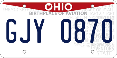 OH license plate GJY0870
