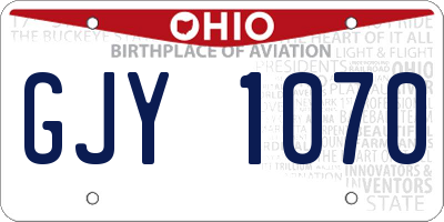 OH license plate GJY1070