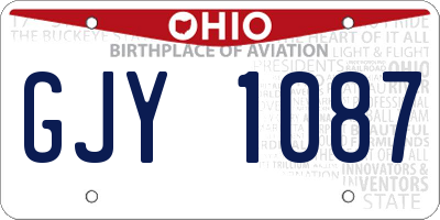 OH license plate GJY1087