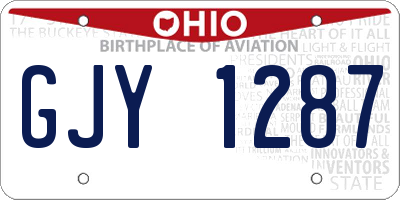 OH license plate GJY1287