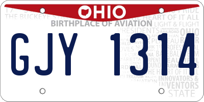 OH license plate GJY1314