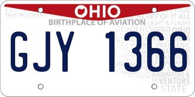 OH license plate GJY1366