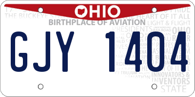 OH license plate GJY1404
