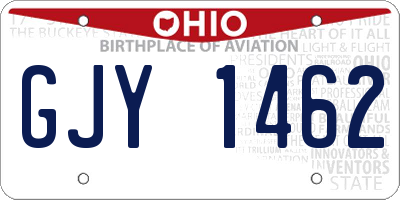 OH license plate GJY1462