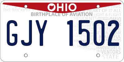 OH license plate GJY1502