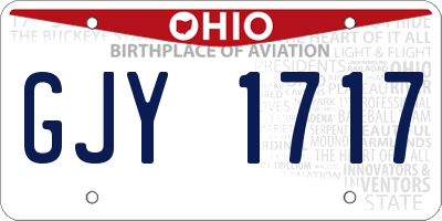 OH license plate GJY1717