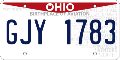 OH license plate GJY1783