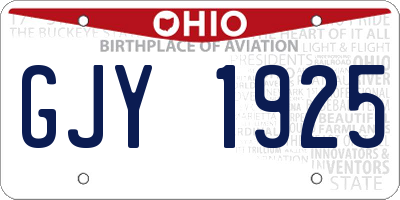OH license plate GJY1925