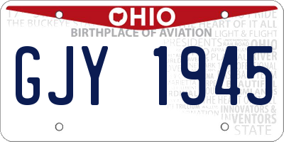 OH license plate GJY1945