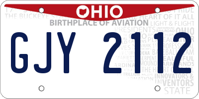 OH license plate GJY2112
