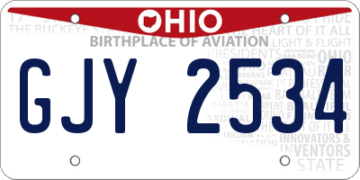 OH license plate GJY2534