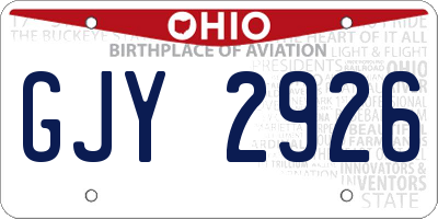 OH license plate GJY2926