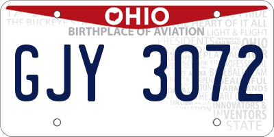 OH license plate GJY3072