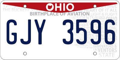 OH license plate GJY3596
