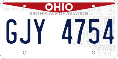 OH license plate GJY4754