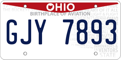 OH license plate GJY7893