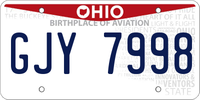 OH license plate GJY7998