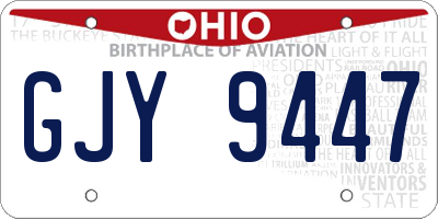 OH license plate GJY9447
