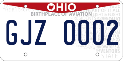 OH license plate GJZ0002