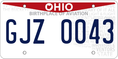 OH license plate GJZ0043
