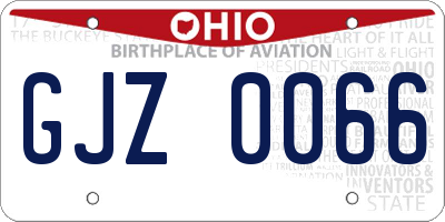 OH license plate GJZ0066