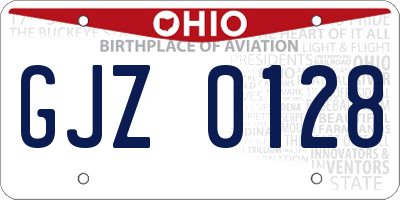 OH license plate GJZ0128