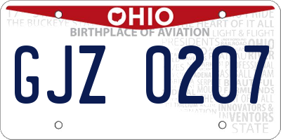 OH license plate GJZ0207