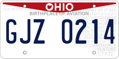 OH license plate GJZ0214