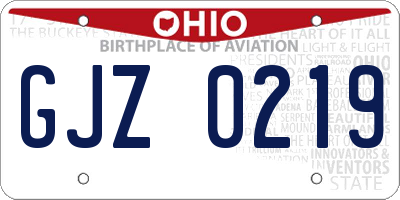 OH license plate GJZ0219