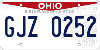 OH license plate GJZ0252