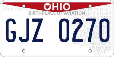 OH license plate GJZ0270