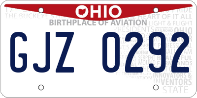 OH license plate GJZ0292