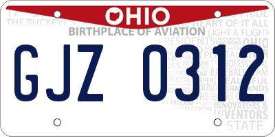 OH license plate GJZ0312