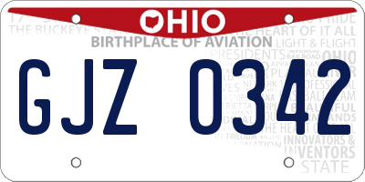 OH license plate GJZ0342