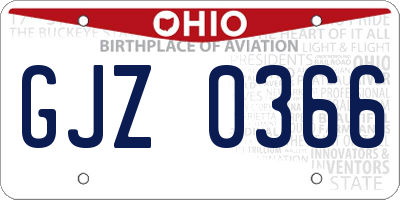 OH license plate GJZ0366