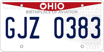 OH license plate GJZ0383