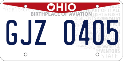 OH license plate GJZ0405