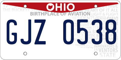 OH license plate GJZ0538