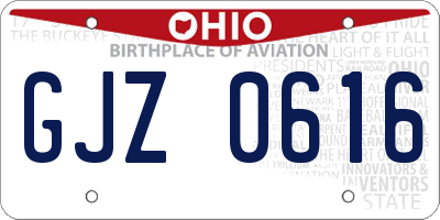 OH license plate GJZ0616