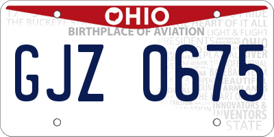 OH license plate GJZ0675